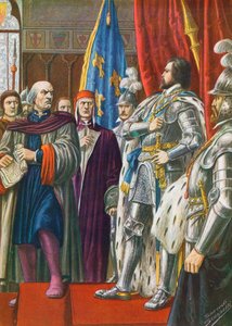 Pier Capponi reprendiendo al embajador de Carlos VIII de Tancredi Scarpelli