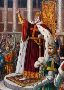 El Dogo de Venecia en San Marco invitando a la gente y a los soldados a unirse a la Cruzada, c. 1095