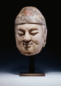 Una cabeza de mármol de un oficial, dinastía Tang o un poco antes de Tang Dynasty Chinese School