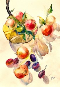 Naturaleza muerta con abundantes frutas de Tanya Lundmark