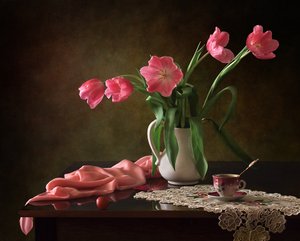 Elegantes tulipanes rosas de Tatyana Skorokhod