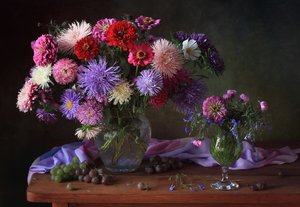 Naturaleza muerta con ásteres de colores vivos de Tatyana Skorokhod