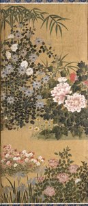 Flowers And Butterflies (tinta, color y pan de oro sobre papel) de Tawaraya Sotatsu