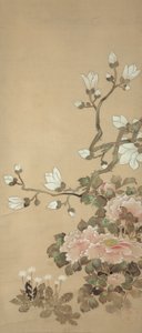 Peonías, Magnolia y Dientes de León de Tawaraya Sotatsu