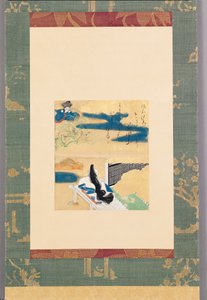 Setting Out For Kawachi (tinta, color y oro sobre papel) de Tawaraya Sotatsu
