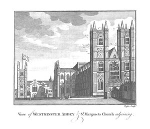 Vista de la Abadía de Westminster y la Iglesia de St. Margaret adyacente, finales del siglo XVIII-principios del siglo XIX de Taylor