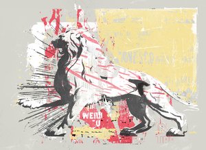 Hero Lion, 2014 (Collage sobre lienzo) de Teis Albers