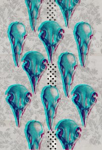 Serie de calaveras, 2016 (Collage sobre lienzo)