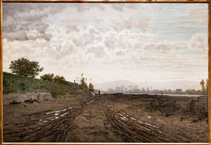 Una mañana a lo largo del río Arno. Excavadores de arena a lo largo del Arno, c.1868 (óleo sobre lienzo) de Telemaco Signorini