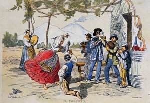 Tarantela napolitana, grabado del dibujo de Teodoro Duclere de Teodoro Duclere