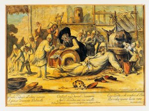 Pulcinella haciendo testamento de Blaise Nicolas Le Sueur