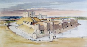 Ilustración del castillo de York, North Yorkshire, como podría haber sido a finales del siglo XIII, 1985 de Terry Ball