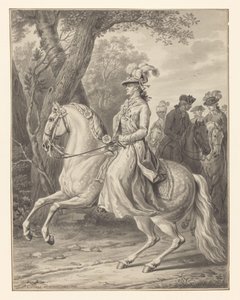 Guillermina de Prusia, princesa de Orange-Nassau, a caballo de Tethart Philip Christian Haag (signed by artist)