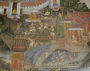 Detalle de la ciudad de Phitsanulok, Wat Bowonniwet Vihara, Bangkok de Thai School