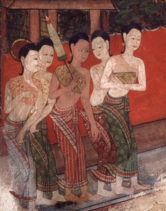(detalle) mostrando un grupo de mujeres, finales del siglo XIX de Thai School
