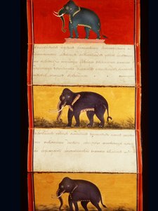 Folio de un manuscrito sobre entrenamiento de elefantes