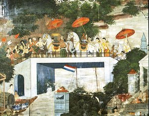 Monje llevado al monasterio después de su consagración de Thai School