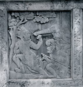 Uno de una serie de relieves que representan el Ramakien (Ramayana) de Thai School