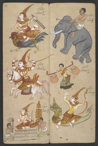 O 16455 f.10r, Animales del Zodíaco, de Phrommachat (pergamino) de Thai School