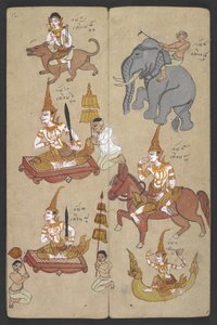 O 16455 f.12r, Animales del Zodíaco, de Phrommachat (pergamino) de Thai School