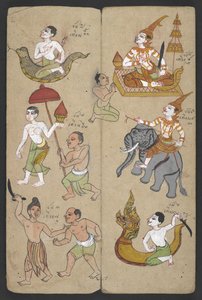 O 16455 f.2r, Animales del Zodíaco, de Phrommachat (pergamino) de Thai School