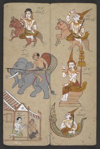 O 16455 f.4r, Animales del Zodíaco, de Phrommachat (pergamino) de Thai School