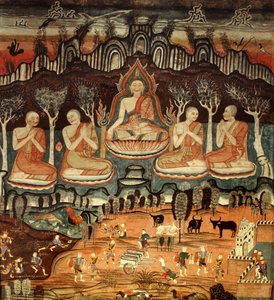 El Primer Sermón y Khattana Kuman Jataka, 1867 de Thai School