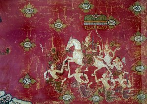 Budismo: escena de la vida de Buda: la Gran Partida (detalle) de Thai Thai