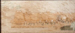 Boceto del ataque a Koonja, 3 de octubre de 1824