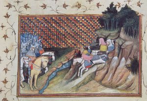 Harl 1319 f.9 MacNamara, el cacique irlandés viene a consultar con el conde de Gloucester, de la 