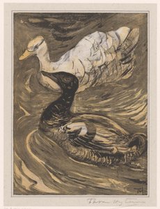 Dos patos nadadores de Theo van Hoytema (signed by artist)