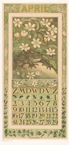 Hoja del calendario de abril con la rana
Calendario 1911 12 litografías de Th. v. Hoytema (título de la serie)
Camino entre flores de Theo van Hoytema