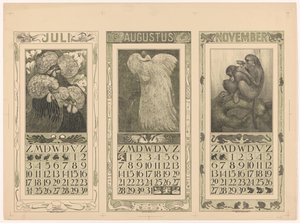 Calendarios de julio, agosto y noviembre de 1910