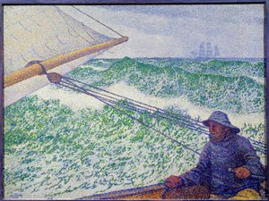 El hombre al timón. Pintura de Theo van Rysselberghe