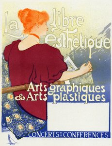 Música. La Libre Estética, conciertos en Bruselas. Cartel de Van Rysselberghe, Bélgica, c.1895 (cartel)
