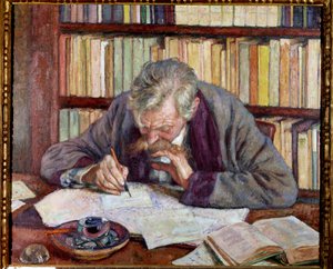 Retrato del poeta belga Emile Verhaeren en su oficina de Théo van Rysselberghe