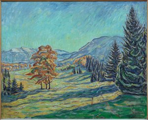 Paisaje montañoso otoñal de Theo von Brockhusen