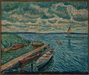 Barcas en el Schwielowsee de Theo von Brockhusen