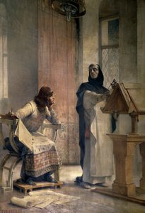 Luis IX (1214-1270), antes de convertirse en rey de Francia, estudió matemáticas con Vincent de Beauvais (1190-1264), hermano dominico, en la abadía de Royaumont. Pintura de Théobald Chartran (1849-1907). París, La Sorbona de Theobald Chartran