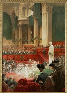 La celebración del centenario del nacimiento del poeta Victor Hugo ... (pintura sobre lienzo) de Theobald Chartran