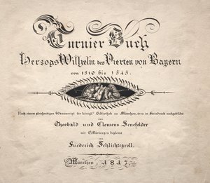 Libro sobre Torneos: Página de Título de Theobald Senefelder