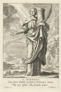 Santa Bárbara Santa Bárbara (título sobre el objeto) Heiligen femenino (título de la serie) Espejo Iluminado Virgen (título de la serie)