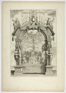 Árbol genealógico de la familia real austriaca, placa 32 de Casperius Gevartius, Pompa Introitus Honori Serenissimi Principis Ferdinandi (Entrada triunfal del Serenísimo y Honorable Cardenal-Infante Fernando) de Theodoor van Thulden