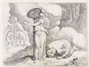 Minerva muestra Ítaca a Odiseo Los trabajos de Odiseo (título de la serie)