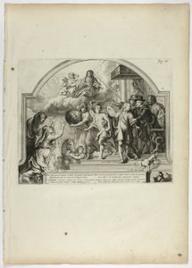 Felipe IV nombrando al príncipe Fernando gobernador de los Países Bajos, lámina 25 de Casperius Gevartius, Pompa Introitus Honori Serenissimi Principis Ferdinandi