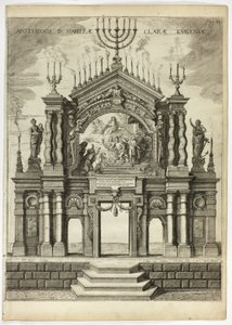 Escenario en memoria de Isabella Clara Eugenia, lámina 24 de Casperius Gevartius, Pompa Introitus Honori Serenissimi Principis Ferdinandi (Entrada triunfal del Serenísimo y Honorable Cardenal-Infante Fernando)