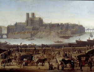 El muelle y el puente de la Tournelle en París (detalle) de Theodor (attr. to) Matham