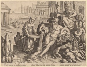 La vestal virgen Tuccia de Theodor Galle after Jan van der Straet