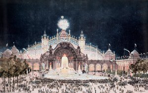 Exposición universal, vista del palacio de la electricidad y el castillo de agua, París de Theodor Josef Hubert Hoffbauer