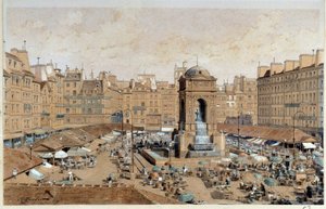 Vista de la Marche y Fuente de los Inocentes en París en el siglo XIX. Acuarela de Theodore Joseph Hubert Hoffbauer (1839-1922) Siglo XIX París, Museo Carnavalet de Theodor Josef Hubert Hoffbauer